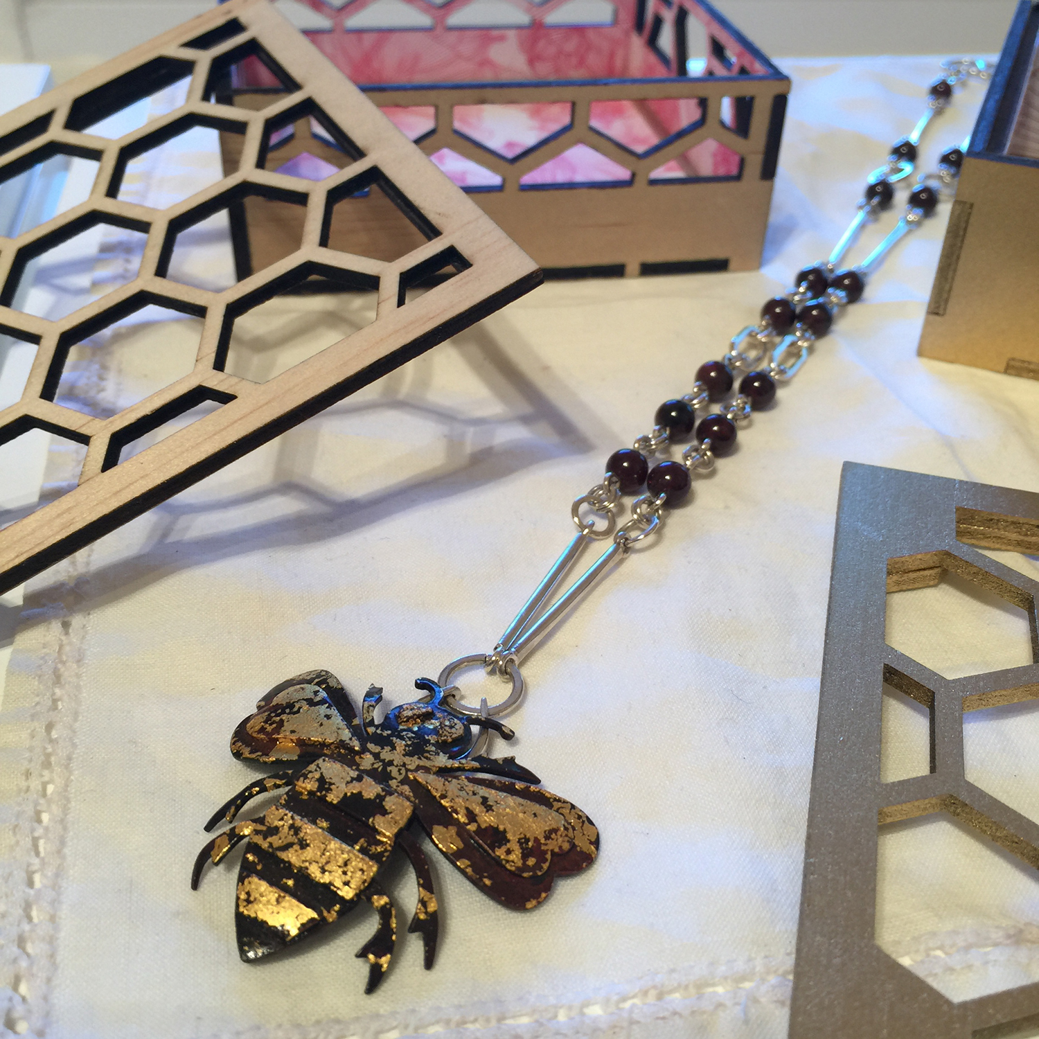 Kerry Youde - Laser Cut Box and Bee Necklace